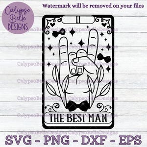 Carta del Tarot del padrino de boda svg, novio svg, despedida de soltero svg, padrino de boda svg, fiesta nupcial svg, fiesta svg, camisa del tarot del novio SVG PNG