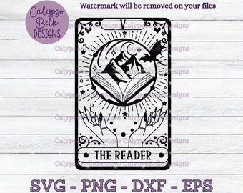 The Reader Tarot Card svg / Book svg / Fantasy Reader tarot svg / Romance Reader svg / Booktok svg / Bookish svg / Book Lover / TBR SVG png