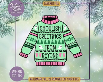 Gruselige Grüße Ugly Sweater SVG PNG: Gruselige Goth Weihnachten (Digitaler Download)