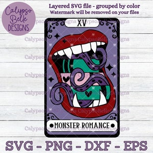 The Monster Romance Tarot Card SVG / Sci Fi SVG / Monster Smut SVG / Alien Smut SVG / Tentacle Monster SVG / Book Tok SVG / Tarot SVG, png