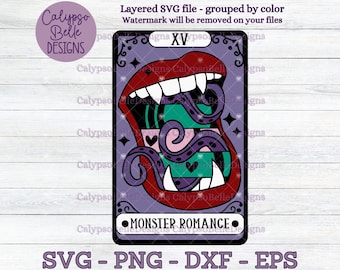 The Monster Romance Tarot Card svg / Sci Fi svg / Monster Smut svg / Alien Smut svg / Tentacle Monster svg / Book tok svg / Tarot svg, png