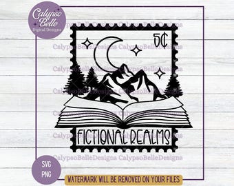 Fantasy Romance SVG: Fictional Realms Book Stamp (Digital Download)