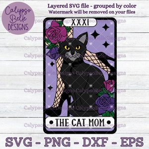 Le chat maman Tarot carte svg / chat maman svg / chat Tarot carte svg / chat svg / chat mystique svg, chat sorcier / fourrure mama svg / chat maman Club SVG PNG