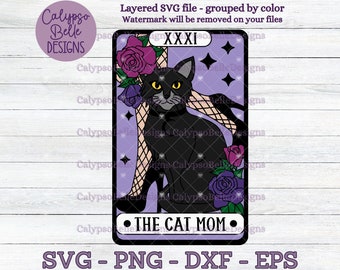 The Cat Mom Tarot Card svg / Cat Mom svg / Cat Tarot Card svg / Cat svg / Mystical Cat svg, Witchy Cat / Fur mama svg / Cat Mom Club SVG PNG