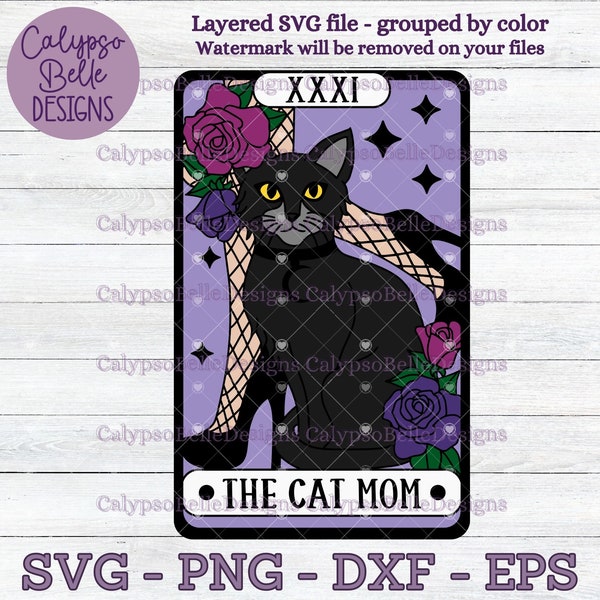 The Cat Mom Tarot Card svg / Cat Mom svg / Cat Tarot Card svg / Cat svg / Mystical Cat svg, Witchy Cat / Fur mama svg / Cat Mom Club SVG PNG