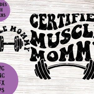Certificado Muscle Mommy svg / Lifting svg / Muscle Mama svg / Work Out / Pump Cover svg / Wavy Gym svg / Pocket svg / Trendy Mom SVG PNG