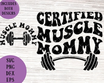 Certified Muscle Mommy svg / Lifting svg / Muscle Mama svg / Work Out / Pump Cover svg / Wavy Gym svg / Pocket svg / Trendy Mom SVG PNG