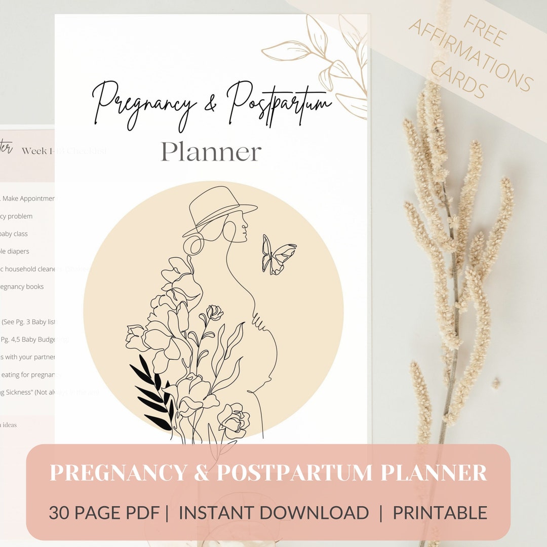 Printable Pregnancy and Postpartum Journal, Instant Download, Minimalist, New Mom Gift ...