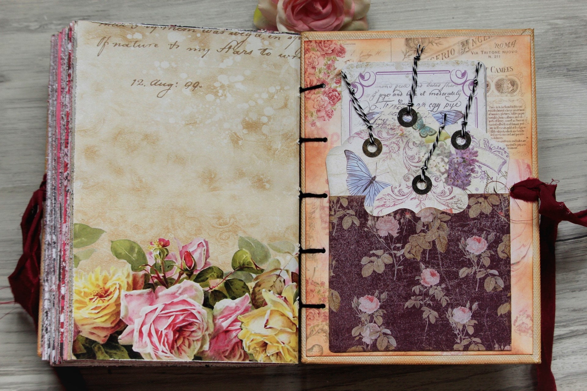 Red Roses Junk Journal Edwardian Red Roses Guest Book Vintage Junk Red Roses Junk Journal Edwardian Red Roses Guest Book Vintage Junk