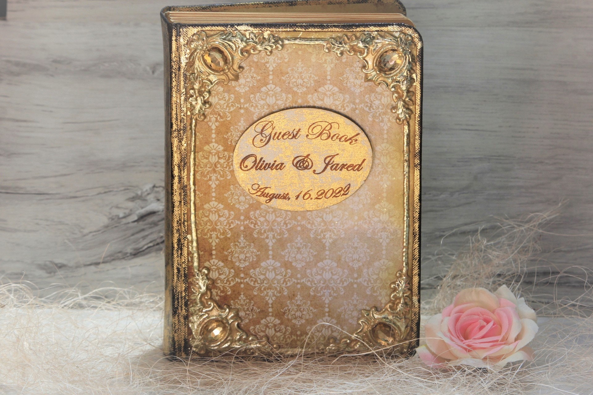 Wedding Guest Book, French Rococo Wedding Book, Marie