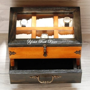 Watch Box, Watch storage, Personalized Watch Box, Custom Made Watch Box, Anniversary Gift,  Men&#39;s Watch Box, Birthday present, St Valentine