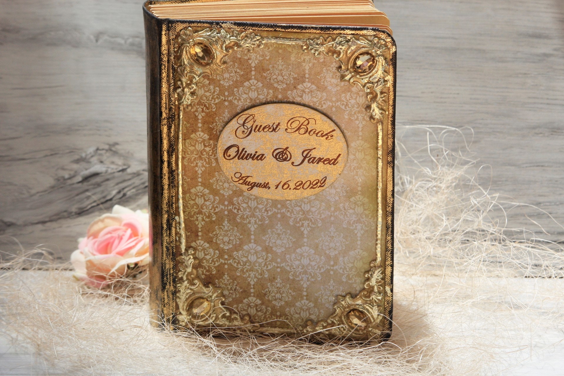 Wedding Guest Book, French Rococo Wedding Book, Marie