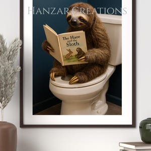 Funny Sloth Bathroom Print: Toilet Humor Wall Art (Digital Download)