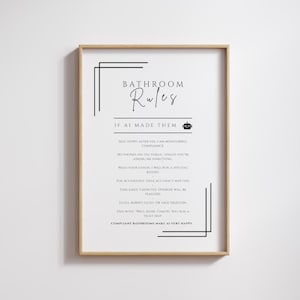 AI Bathroom Rules Print – Geeky Humour Wall Art for Bathroom Decor