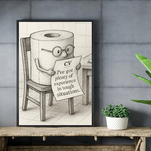 Funny Toilet Paper Print: Humorous Bathroom Art, Quirky Restroom Decor (Digital Download JPEGs)