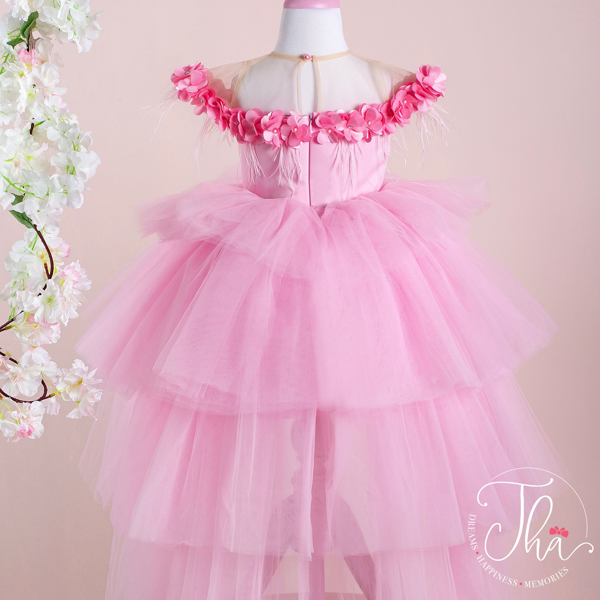 Pink Flower Girl Dress Pink Princess Dress Girls Party - Etsy