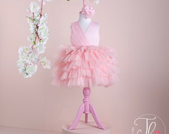 First Birthday Dress for Baby Girl, Tulle Tutu Party Gown for Toddler, Pageant & Photoshoot, Multi Color