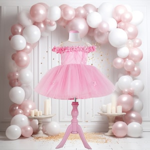 Pink Princess Birthday Dress, Floral Birthday Dress, Birthday Dress 1 Year Old, Sparkling Pink Birthday, First Birthday Dress, Birthday Gown