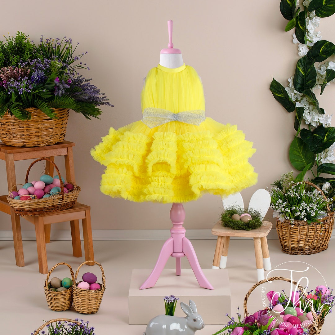 Yellow Easter Dress for Girl, Easter Fairy Dress, Toddler Easter Dress, Easter Dress Plus Size