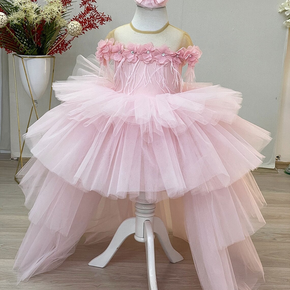 Pink Flower Girl Dress Pink Princess Dress Girls Party - Etsy