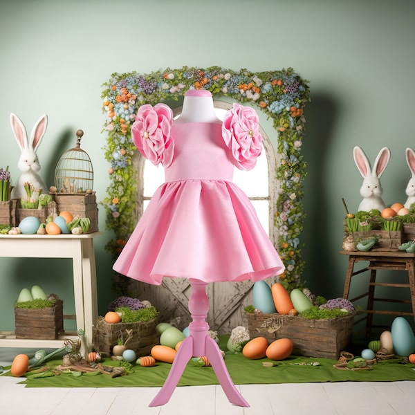 Pink Easter Dress for Girl, Easter Fairy Dress, Toddler Easter Dress 2024, Puffy Infant Girl Easter Dress, First Easter Girl Dress