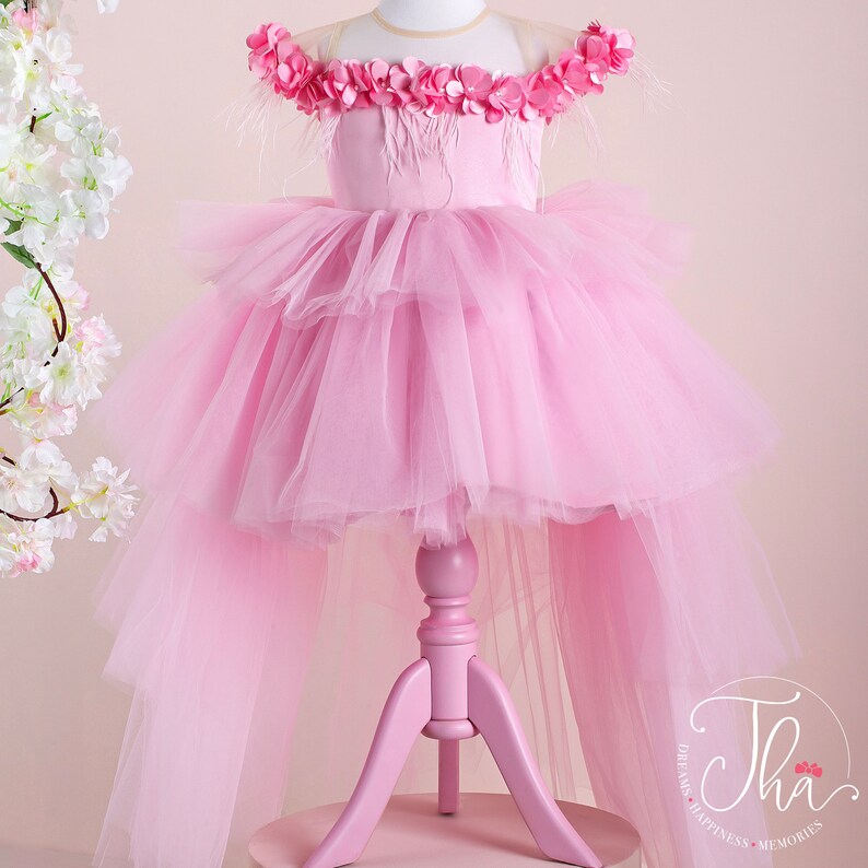 Pink Flower Girl Dress Pink Princess Dress Girls Party Etsy