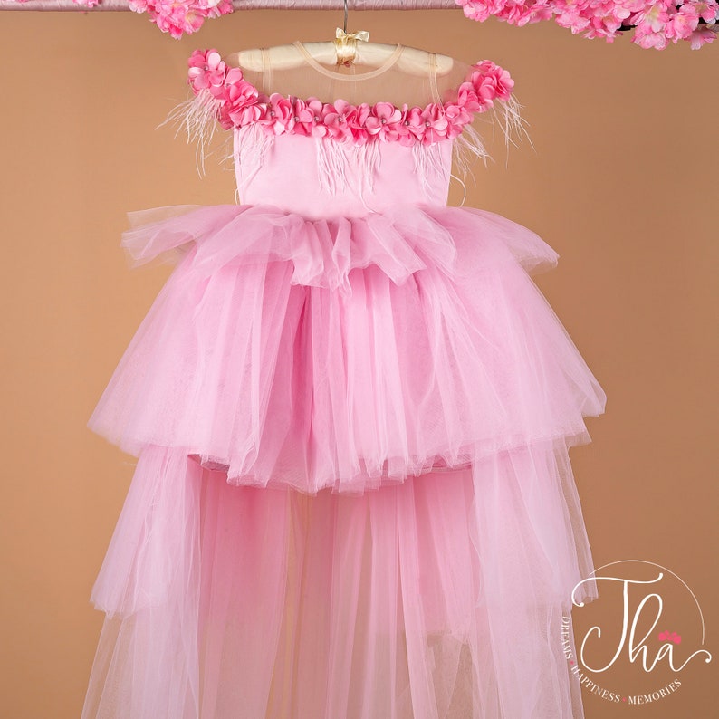Pink Flower Girl Dress Pink Princess Dress Girls Party Etsy