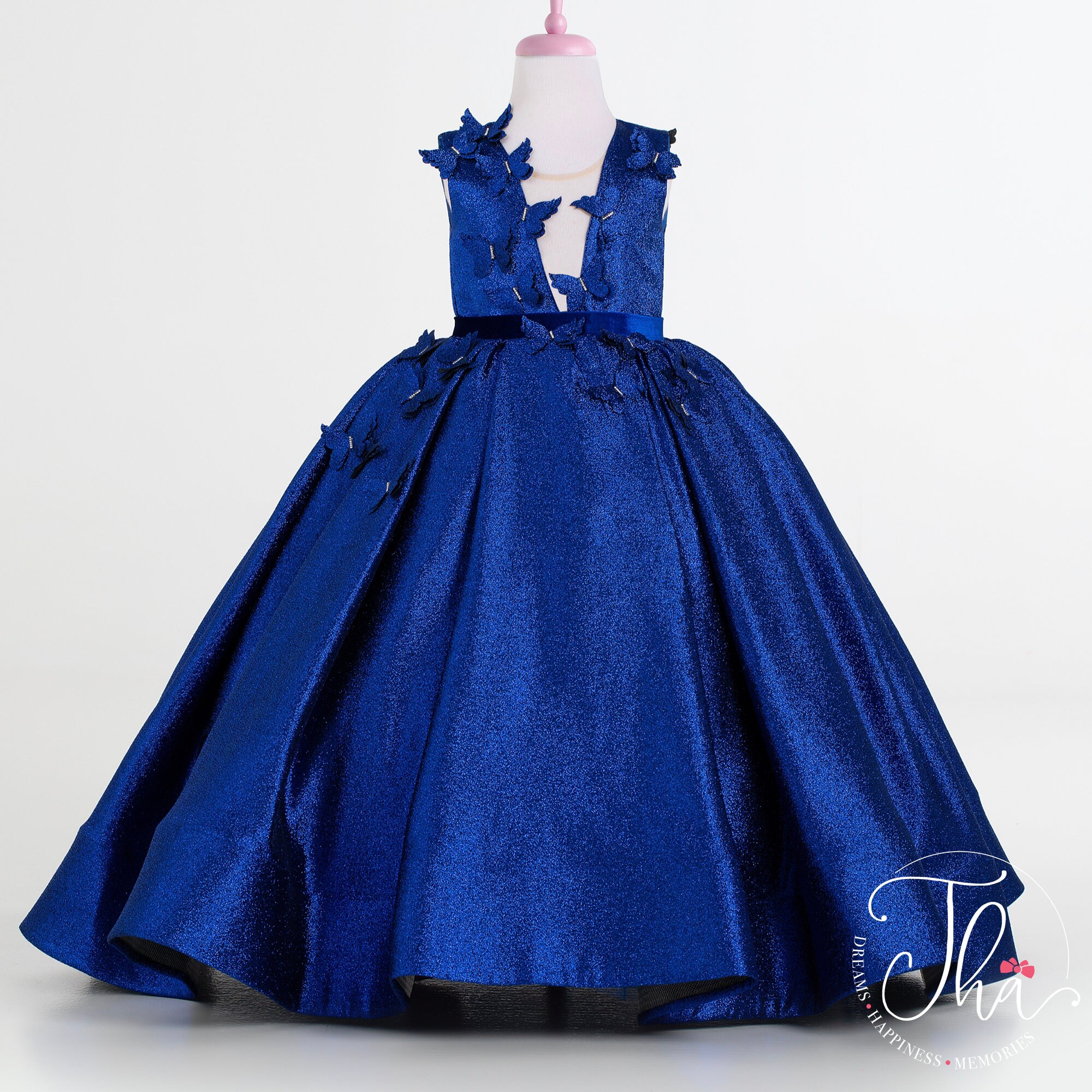 Prinzessinnenkleid Für Mädchen – Luxuriöses Partykleid In Blau Mit 6-lagigem Tüllrock