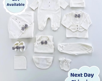 Welcome Baby Boy Outfit: 10-Piece Cotton Newborn Clothing Set