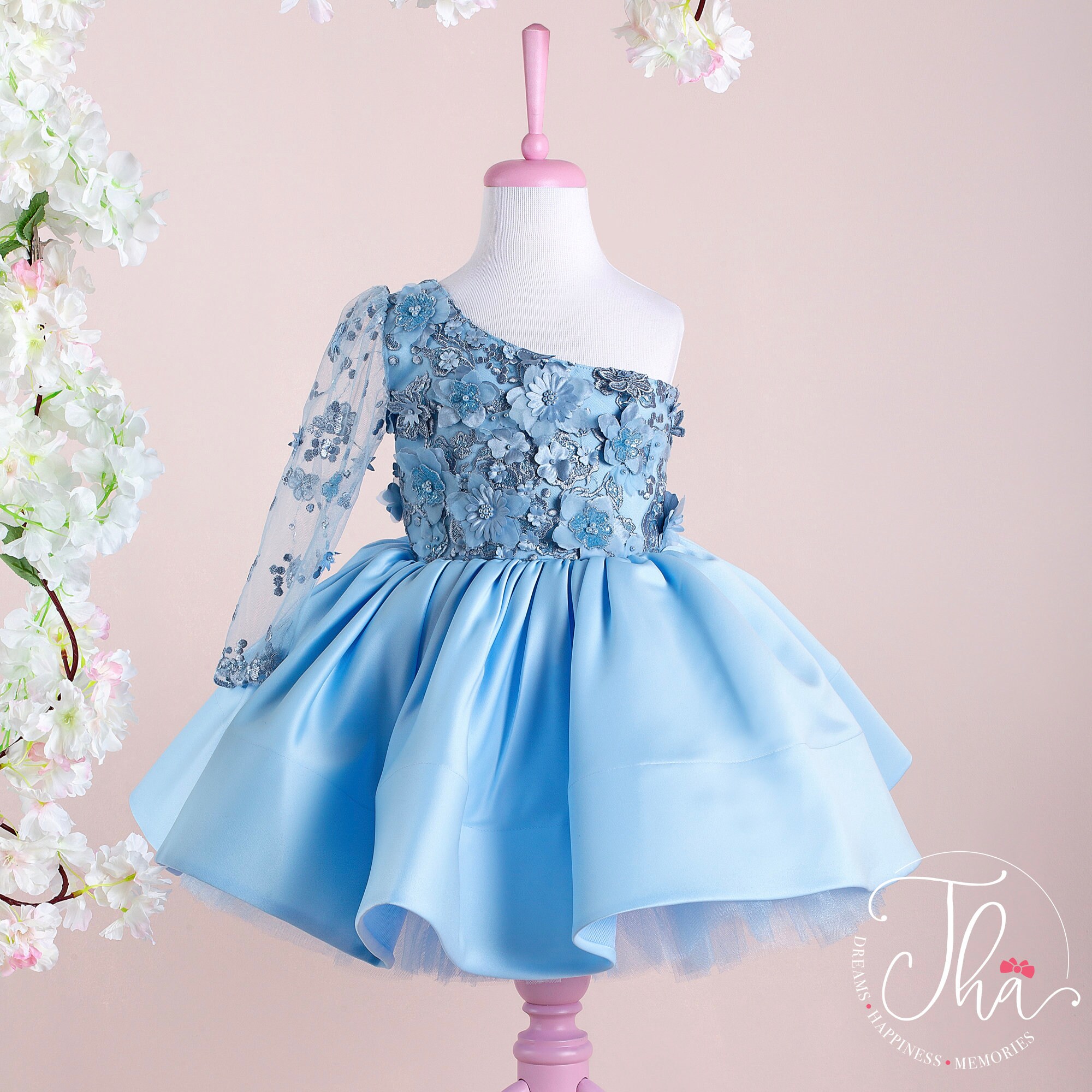 Blue Floral Easter Dress: One-shoulder Fairy Outfit - Etsy Blue Floral Easter Dress: One-shoulder Fairy Outfit - Etsy
