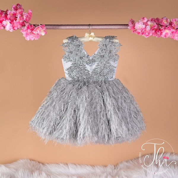 Princess Flower Girl Dress, Sparkly Tutu Dress, First Birthday Dress, Baby Girl Outfit for Special Occasion, Shiny Kiddie Prom Dress