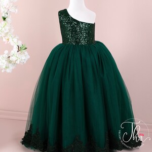 Emerald Couture Wedding Gown for Girls, Flower Girl Green Dress, Jr ...