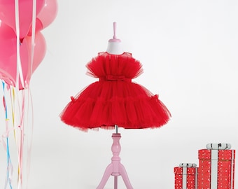 Red Tulle Birthday Dress: Festive First Birthday Gown