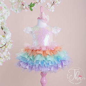 Flower Girl Dress, Baby Girl Dress Special Occasion, Unicorn First Birthday Dress, Sparkly Tutu Dress, Shiny Unicorn Dress, Handmade