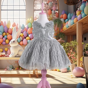 Snowflake Easter Dress, Frosty Elegance Easter Outfit, Girl Easter Dress, First Easter Outfit for Baby, Easter Fairytale Princess Dress