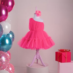 Fairy-Tale Birthday Dress, Girl Birthday Dress For Special Occasion, First Birthday Dress, One Shoulder Birthday Outfit, Tutu Birthday Dress