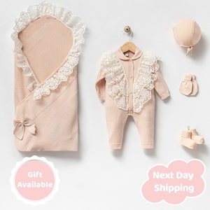 Gender Neutral Coming Home Outfit, Knit Newborn Outfit, Newborn Knitted Hospital Baby Clothes Gift, Baby Coming Home Outfit (5-Piece)