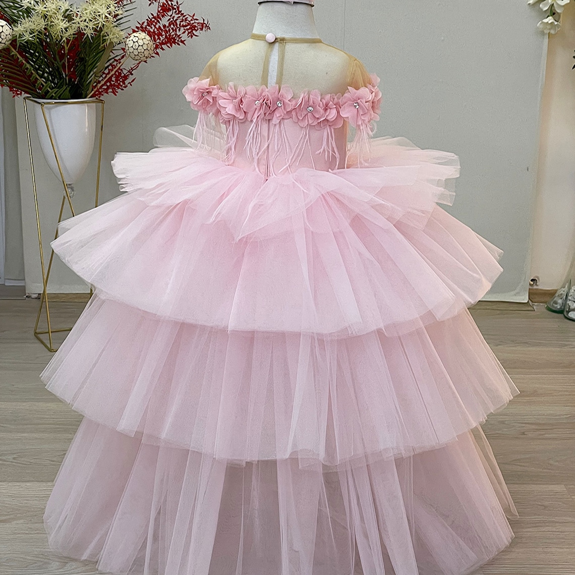 Pink Flower Girl Dress Pink Princess Dress Girls Party - Etsy