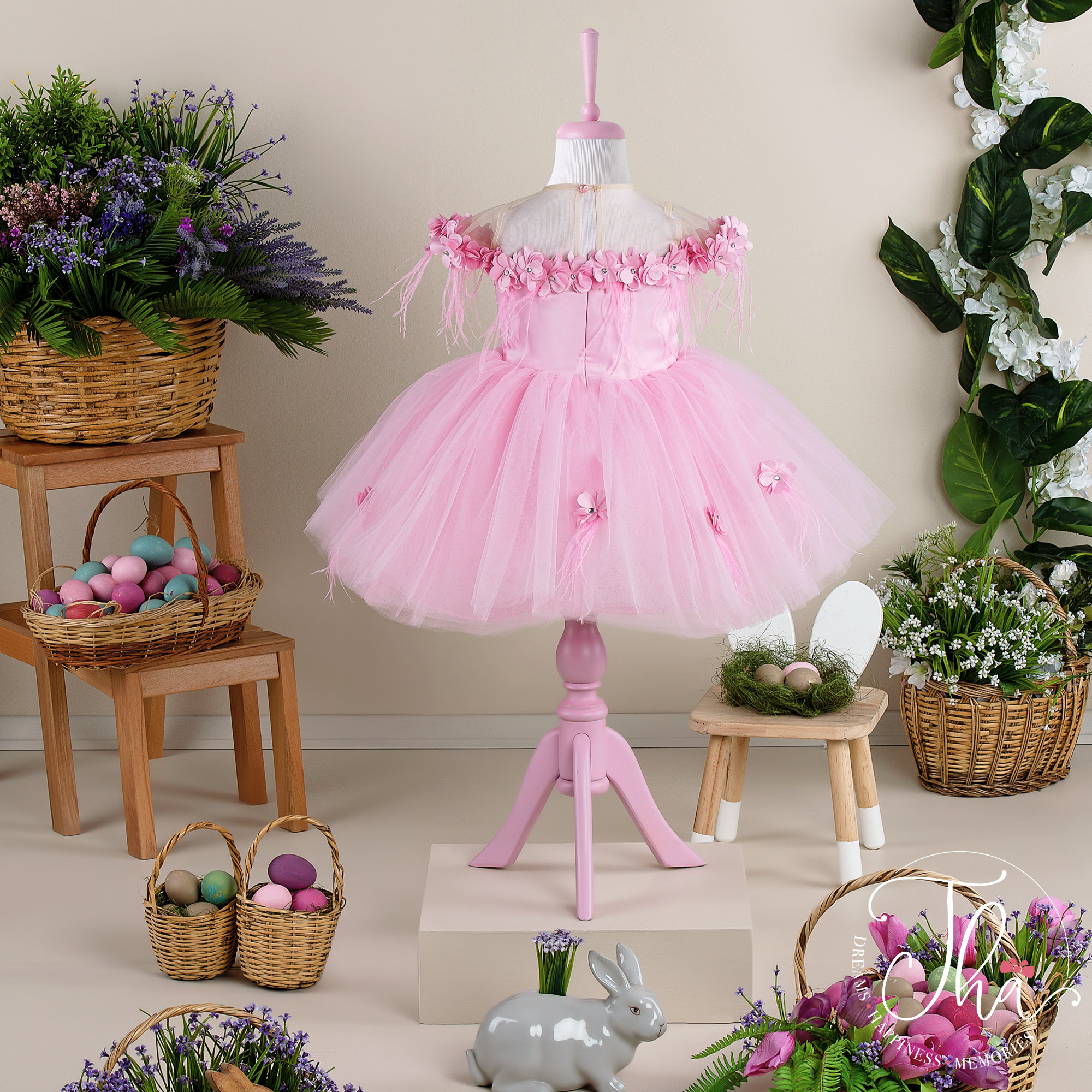 Elegant Pink Flower Easter Outfit Easter Dress Plus Size