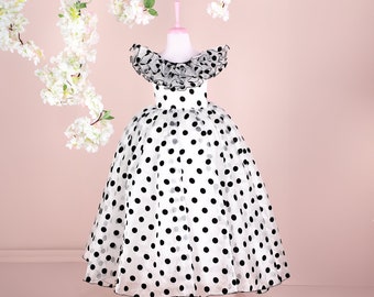 Handmade Polka Dot Flower Girl Dress: Couture Wedding Gown
