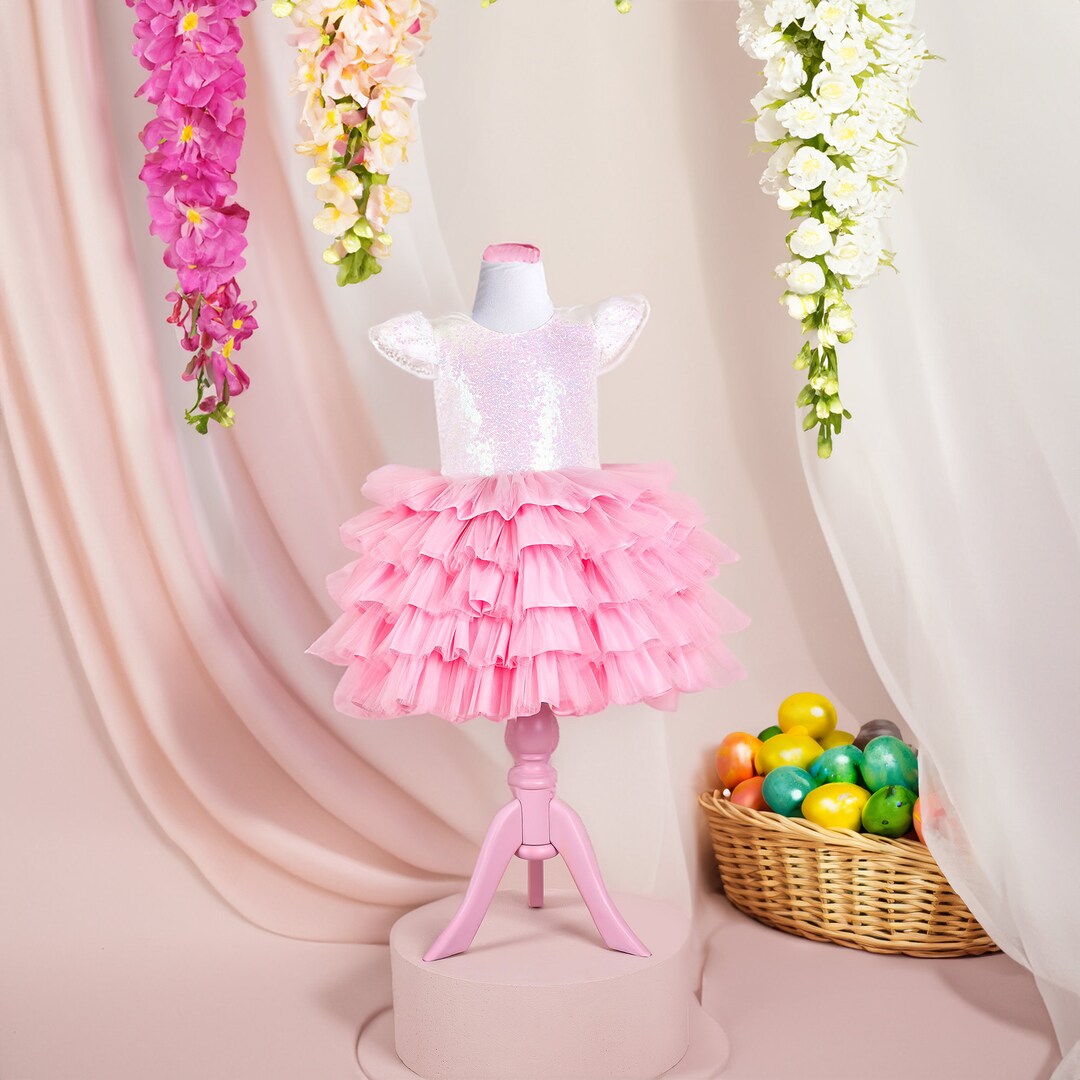 Flower Girl Dress - Beautiful Overlay Shiny Mesh Skirt Special Occasion Easter Pageant