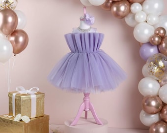 Toddler Birthday Dress for Baby Girl, Tulle Tutu Pageant Gown, Cake Smash & Photoshoot Outfit, 5 Colors