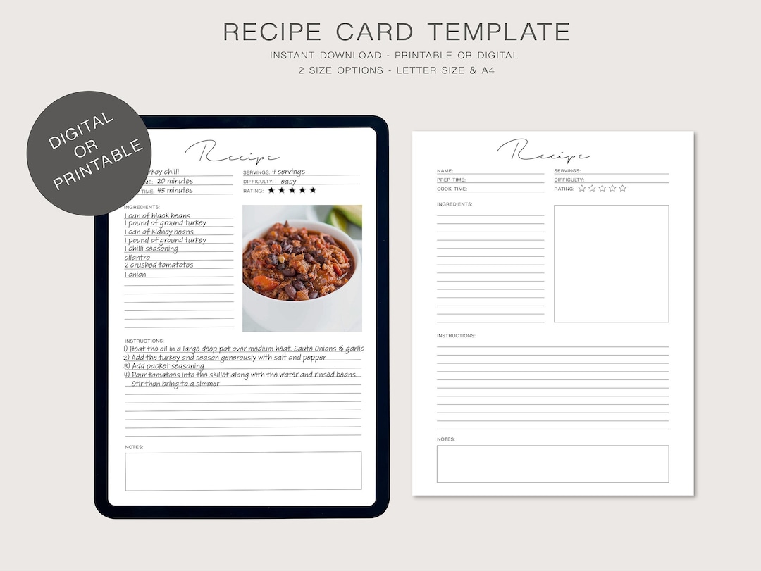 Simple Recipe Card Template Printable or Digital Goodnotes Instant Download A4 or Letter Size - Etsy simple-recipe-card-template-printable-or-digital-goodnotes-instant-download-a4-or-letter-size-etsy