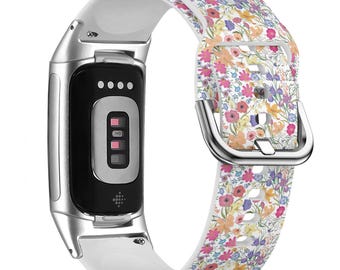 Bellissimo cinturino floreale per FitBit Versa 1/2/3 4, FitBit Sense 1/2, FitBit Charge 4/5/6, cinturino sportivo morbido in silicone