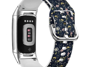 Cinturino per orologio con motivo floreale ad acquerello per FitBit Versa 1/2/3 4, FitBit Sense 1/2, FitBit Charge 4/5/6, cinturino sportivo morbido in silicone