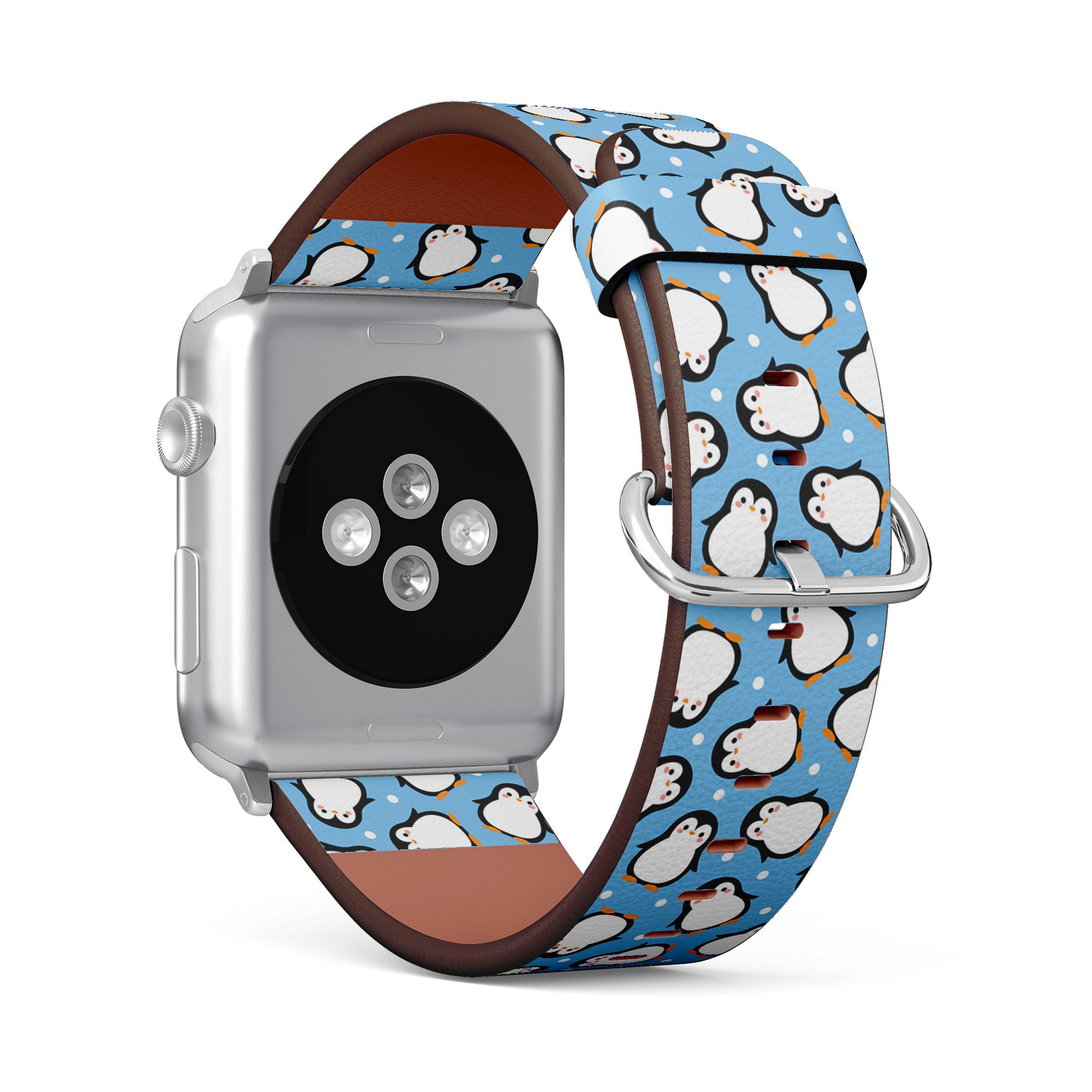 Cute Penguin Cartoon Print Apple Watch Band 38mm 40mm 41mm 42mm 49mm Vegan Faux leather Watch Strap Wrist Bracelet. Etsy
