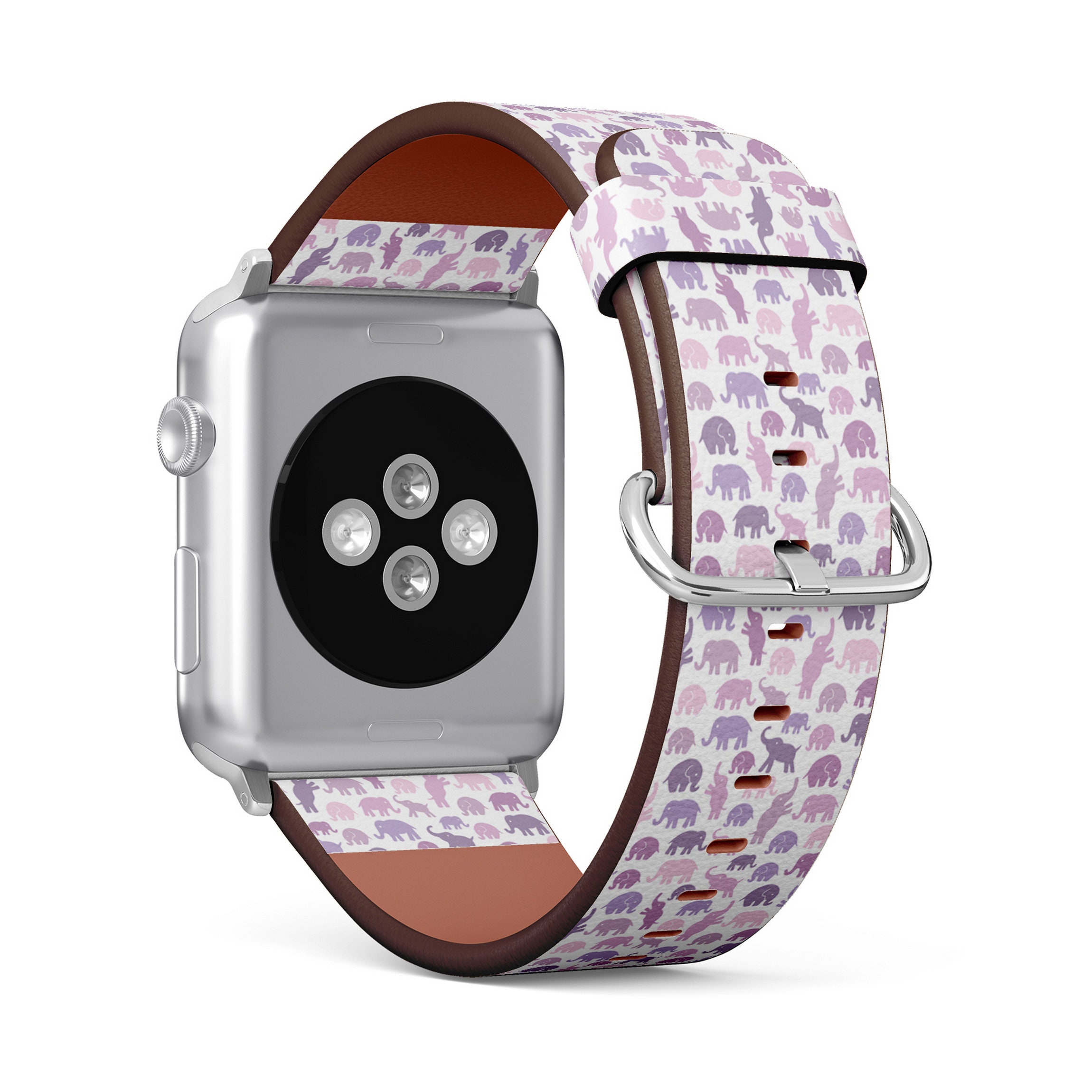 Süßer Elefanten Druck, Apple Uhrenarmband (38mm / 40mm / 41mm / 42mm / 49mm), veganes Kunstleder Armband für Uhren.