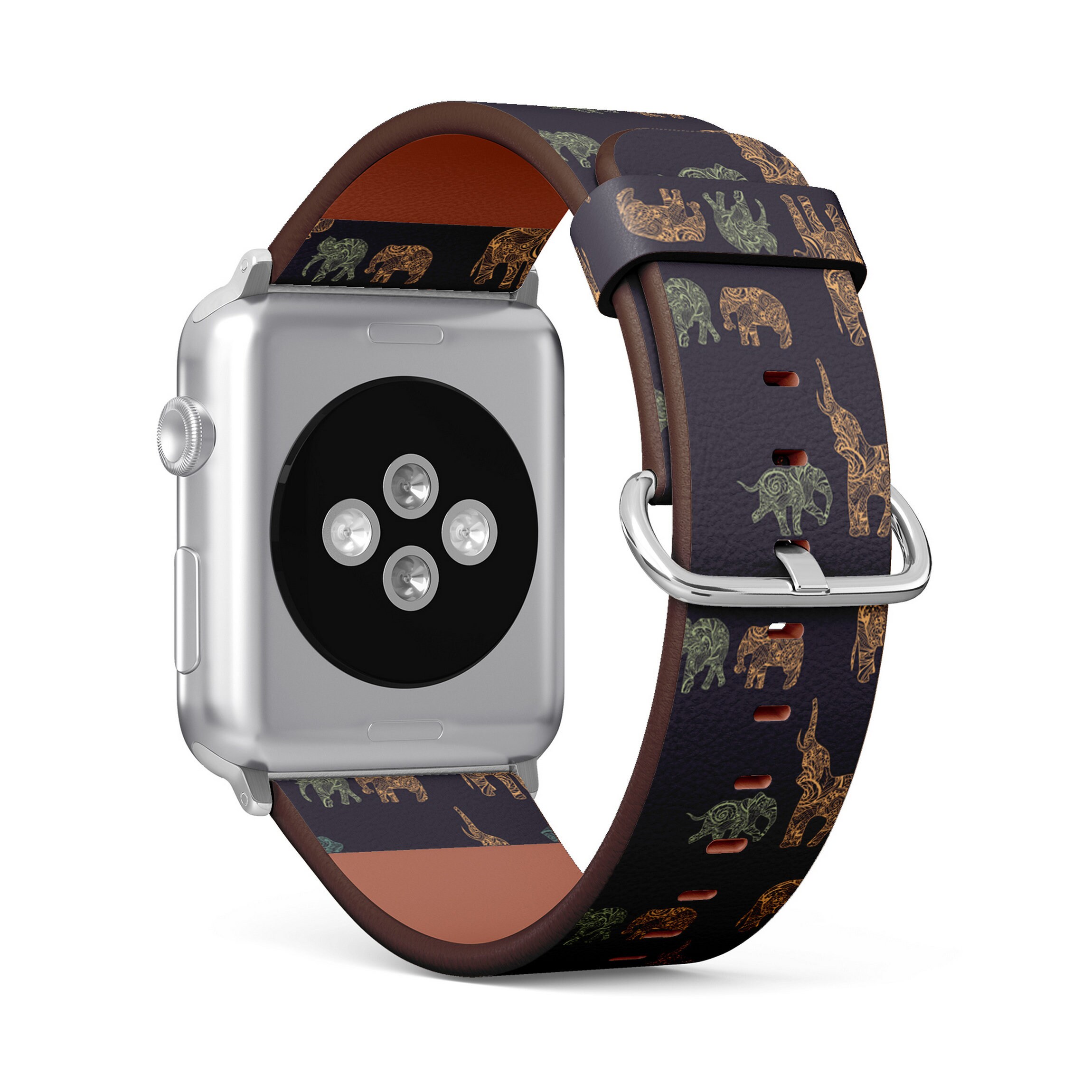 Casetify Elephant Print Apple Watch Band 42mm Matte Silver Buckle Elephant Apple Watch Silicone Engraved Band – Lux Bands Shop main image 3