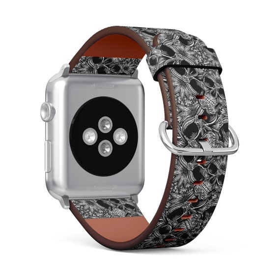 Cool Tattoo Skull Print, Apple Watch Band (All Series: 38mm 40mm 42mm  41mm 44mm), Vegan Faux-Leather Watch Strap Wrist