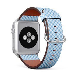 Diagonal Gingham Print, Apple Watch Band (38mm / 40mm / 41mm / 42mm / 49mm), Vegan Faux-Leather Watch Strap Wrist Bracelet.